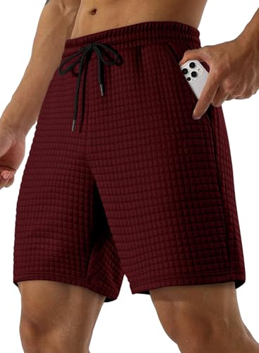 JMIERR Mens Sweat Shorts, Burgundy, M at Amazon