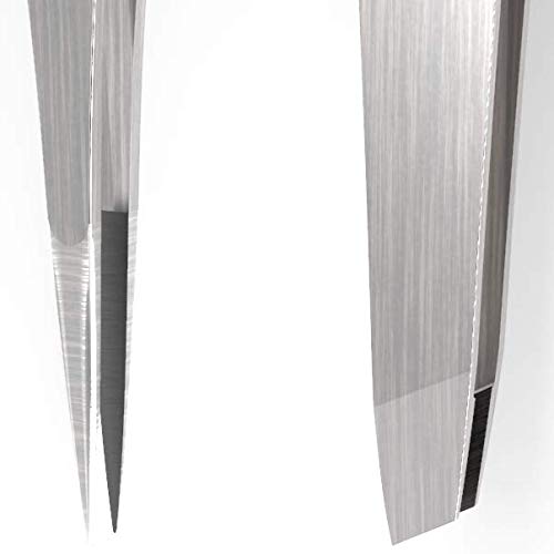 Tweezers Set - TweezerGuru Stainless Steel Slant Tip and Pointed Eyebrow Tweezer Set - Flawless Precision for Facial Hair, Ingrown Hair, Eyebrows, Splint, Blackhead and Tick Remover (Silver)