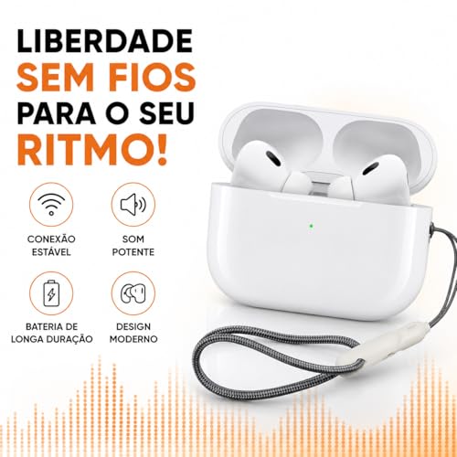 Fone Sem Fio Bluetooth Bt-5 Anti Ruido C/Qualidade Premium Cancelamento de Ruído e Bateria Longa Duração | Fone Compatível iOS e Android, controle de toque e case magnetica (Branco)