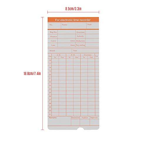 Aibecy DOYO Time Card 2-Sided Monthly Format Size 7.4 3.3 Inch for Employee Attendance Various Time Clock Recorder Machine, 100pcs/ Pack - Thumbnail 4