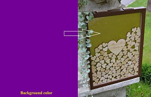 Alternative Guest Book Wedding Guest Book Personalized Drop Top box Heart Guestbook Custom wedding guestbook Memory Box Brown Guestbook (150 hearts, Purple)