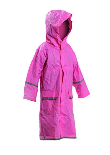 Kids Water Proof Rain Coat with Reflector - Juniors Premium Rain Jacket - Girls (Pink M)