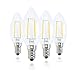 Lamsky E14 European Base LED Filament Edison Bulb, 2W Warm White 2700K, No-Dimmable (4-Pack)