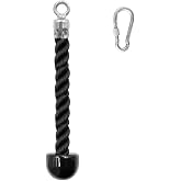 Luwint Tricep Rope Cable Attachment, Heavy Duty Coated Pull Down Rope, Fitness Exercise Handle for Machine Home Gyms Pulley (Black,Single Grip)