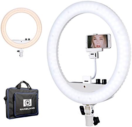NanGuang 14" Ring Light Dimmable Bicolor 3200-5600K Warm to Cold Color Temperature LED Ring Light with Cellphone Holder for Makeup,Youtube Video,Portrait,Selfie,Live Webcast,Still Life Photography