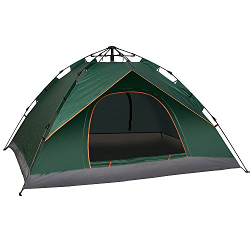 Newdora Waterproof Tent, 3 People Camping Tent, Backpacking Tent, Instant Dome, Easy Set Up, UV Protection for Camping, Festivals, Beach Goers- 1 Room, Green