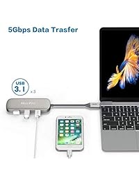 HooToo concentrador ultradelgado USB 3.0 con 4 puertos (velocidad de transferencia de 5 Gbps, de aleación anodizada, compacto, liviano, para sistemas operativos Mac y Windows), Gris