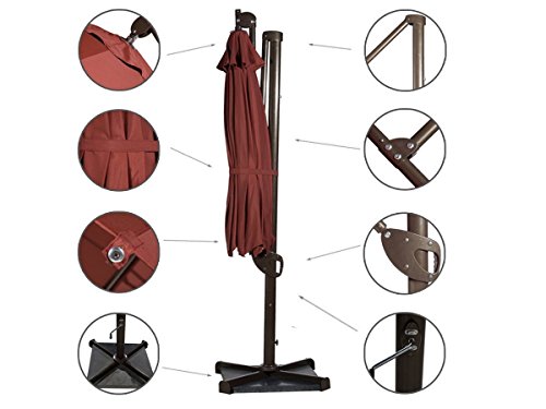 image for Abba Patio Offset Patio Umbrella 11-Feet Hanging Cantilever Umbrella w