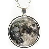 CellsDividing Silver Plated Full Moon Necklace Pendant