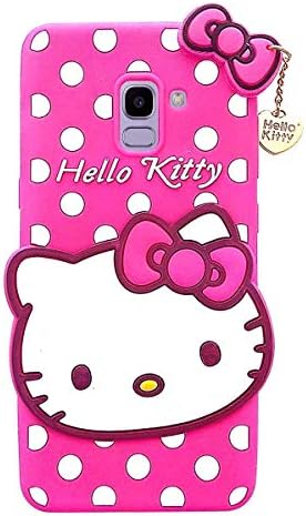 YES2GOOD Cute 3D Soft Silicone Printed Smiley Hello Kitty with Pendant Back Case Cover for Galaxy J6