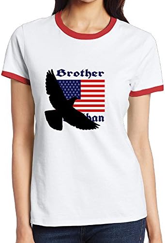 Nqiongzhe Brother Jonathan USA FLAG Women's Color Short-sleeved Round Collar T-shirt,made Of 100% Cotton