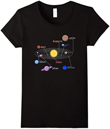 Womens Solar System T-Shirt Medium Black