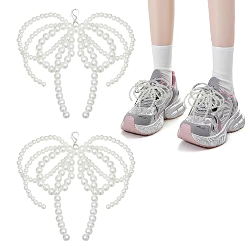 Pearl Bow Shoe Lace Charms - Decorations Clips for Sneakers Women's Gift Jewelry
