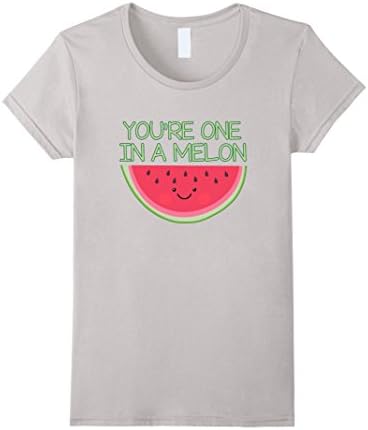 Women's You're One In A Melon Kawaii Watermelon T-Shirt Large Silver