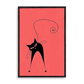 Framed Canvas Wall Art for Living Room, Bedroom Cat Illustration II Canvas Prints for Home Decoration Ready to Hang - 16x24 inches