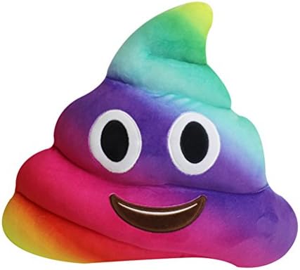 Spiritup Rainbow Poop Emoji Emoticon Cushion Pillow Cute Decorative Stuffed Plush Toy Doll Gift for Kid Party