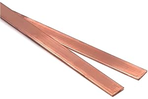 EUOGEUDEL 2PCS C110 Copper Flat Bar, 1/8" Thickness x 0.8" Width x 15.7" Length Copper Flat Bar Stock, 3mm x 20mm x 400mm Suitable for DIY Battery Connection, etc.