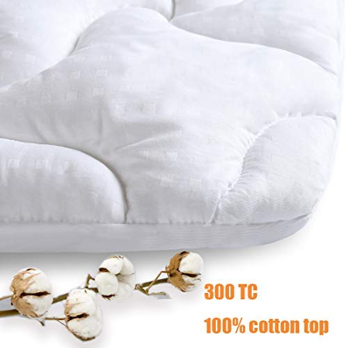 INGALIK Mattress Pad Queen size Fitted Mattress Topper Cotton Top Pillow Top Quilted 8-21Inch Deep Pocket Down Alternative Cooling Mattress Pad Cover - Thumbnail 5