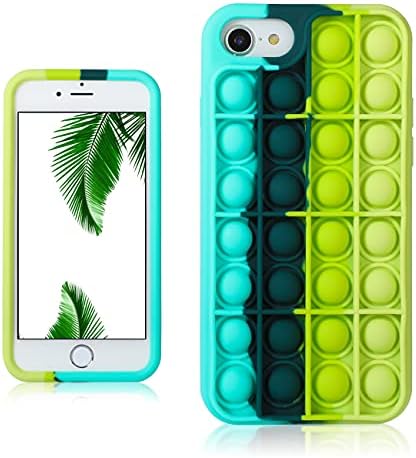 Trendy Fun for iPhone 6/6S/7/8/SE 2020 Case,Silicone Aesthetic Cartoon Cute Cool Kawaii Fidget Unique Designer Fun Cover Cases for Boys Girls Women Men Black Green -for iPhone 6/6S/7/8/SE 2020 4.7″