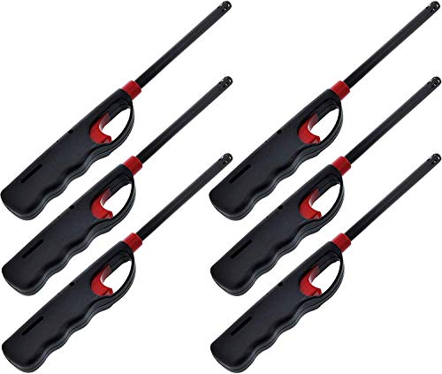 VIP Home Essentials Fuel Included Handi Flame BBQ Grill Click Flame Lighter Refillable Butane Gas Candle Fireplace Kitchen Stove Wind Resitent Long Stem - 6 Pack