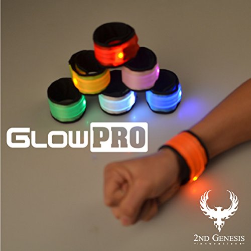 GlowPRO LED Slap Bracelets the Best Child Safety Gift -Sports Armband Cycle Gear has Neon Lights for Cycling. Glow in the Dark Reflective Running Gear Improves Night Vision for Dog Walking and Jogging
