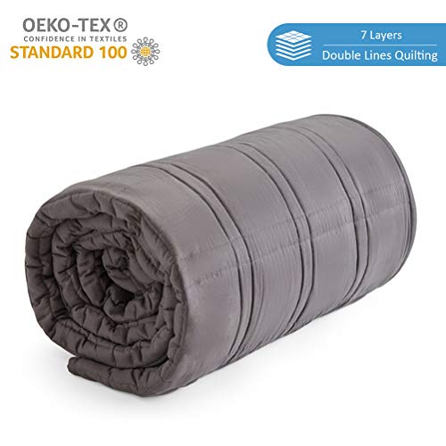 ACOMOPACK Queen Size Weighted Blanket(48\'\'x78\'\',15 lbs)- Double Stitch Weighted Blankets for Adults with Glass Beads Weight Fillers, Square Quilting Queen Size Weighted Blanket with Premium Cotton