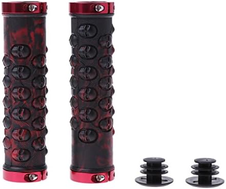 Anti-Slip Bicycle Handlebar Grips, Double Lock Rubber Bicycle Handle Grips, Perfect For BMX, MTB Cycling, Skull Pattern
