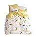 BuLuTu Pineapple 3 Pieces Kids Bedding Duvet Cover Sets Queen Cotton Cream/Off White for Boys Girls,Super Soft Bedding Collections Full,Love Gifts for Her,Him,Teens,Daughter,Child,Friend,No Comforter