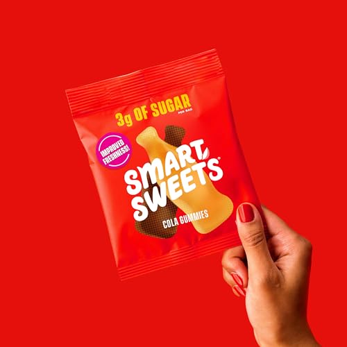 SMART SWEETS COLA GUMMIES, 1.8OZ (PACK OF 12), CANDY WITH LOW SUGAR (3G), LOW CALORIE (100), NO ARTIFICIAL SWEETENERS, VEGAN, PLANT-BASED, GLUTEN-FREE, HEALTHY SNACK FOR KIDS & ADULTS