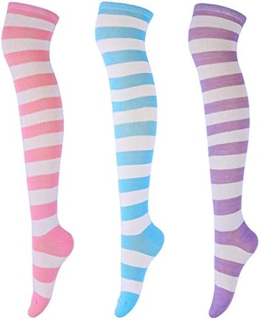 Artown Women High Compression Socks Cute Stripes Leg Warmer - Thigh Socks Sets