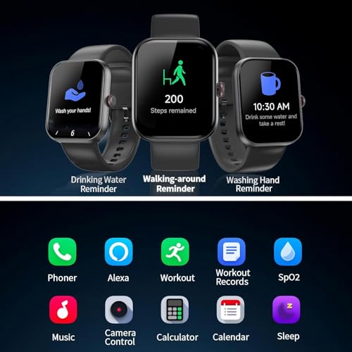 Smartwatch Men Women 1.91 Inch AMOLED Smart Watch with Alexa and Phone Function, 30 Day Battery, 108+ Sports Modes, Fitness Watch with Heart Rate/Sleep Monitor, IP68 Waterproof Heart Rate Monitor for
