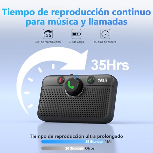 1Mii Hands-Free Car Bluetooth 6.0, Bluetooth Speaker Kit for Car, Auto Reconnect, Siri and Google Voice Assistant, Calls, Navigation and Music Hands-Free, 35H Autonomy