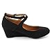 BONNIBEL DEBBY-1 Women's Criss Cross Ankle Strap Wedge Pumps One Size Bigger
