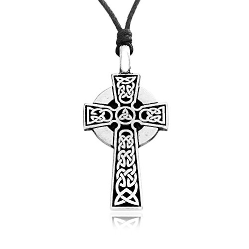 Dan's Jewelers Celtic Cross Necklace Pendant with Irish Knot Pattern, Fine Pewter Jewelry