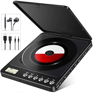 NIXIUKOL Draagbare cd-speler, 1500 mAh, persoonlijke oplaadbare MP3-cd-speler met dubbele 3,5 mm hoofdtelefoon, bus…