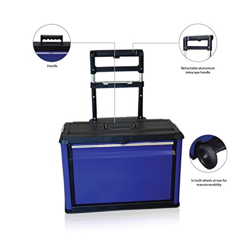 US PRO Tools Blue Work Center Plastic Steel Mobile Rolling Chest Trolley Cart cabinet 3 IN 1 Tool Box Wheels by us pro tools - Thumbnail 7