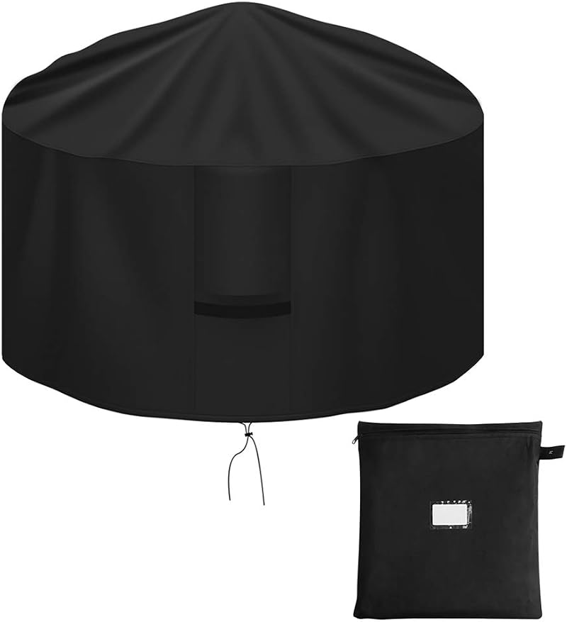 OKPOW Fire Pit Cover 75cm Waterproof Heavy Duty Round Black 600D