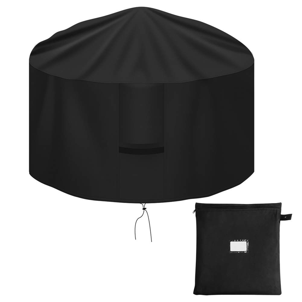 OKPOW Fire Pit Cover 100cm, Firepit Covers Waterproof Round-600D,Anti-UV,Heavy Duty Rip Proof Oxford Fabric Firepit Cover, Round Fire Pit Covers-Black(100cm*50cm)