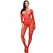 Advoult Plus Size Lingerie Fishnet Bodysuit Crotchless Tights Sexy Nightwear Bodystocking For Women