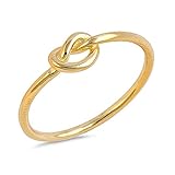 .925 Sterling Silver Plain Heart Knot Ring Sizes 3-12 (Three Colors) (yellow-gold-plated-silver, 6)