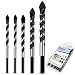 QWORK 5 Pcs Set (6, 6, 8, 10, 12mm) Multi-Material Drill Bit Set for Tile,Concrete, Brick, Glass, Plastic and Wood Tungsten Carbide Tip Best for Wall Mirror and Ceramic Tile on Concrete and Brick Wall