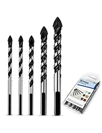 QWORK - Juego de brocas para instalación de azulejos, hormigón, ladrillo, vidrio, plástico y madera, punta de carburo de tungsteno, mejor para espejo de pared y azulejos de cerámica en hormigón y pared de ladrillo