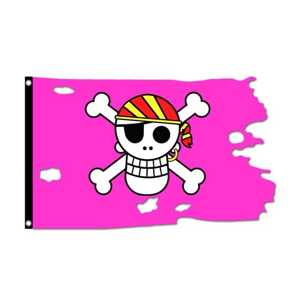Flagtex Pirate Flags Pirate Shaped Pink 5ft x 3ft (150cm x 90cm) - Pink Pirate Banner for Girls, Jolly Roger Flag for Garden Display, Pink Pirate Birthday Party Decorations