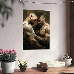 HMLZSJ Nude Muscle Male Torso Portrait Art Gay