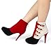 AIWEIYi Womens Patch Color Ankle Buckle Strap Platform High Heels Ankle Boots