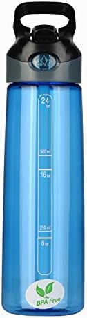 BPA Free Water Bottle-- 24oz Sports Water Bottle With Straw and Handle for Hiking,Camping,Cycling,Fitness, Driving (Blue)