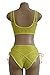 Almaree Summer Lace Up Front High Waist Beachwear Lace Bikini for Ladies Yellow M