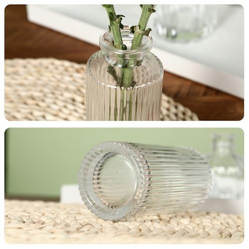 12 Pieces Glass Vases, Small Vintage Flower Vases, Transparent for Table Decoration, Floral and Wedding