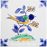 Casablanca Market MT021 Mediterranean Ceramic Nightingale Decorative Tile, Blue/Grey