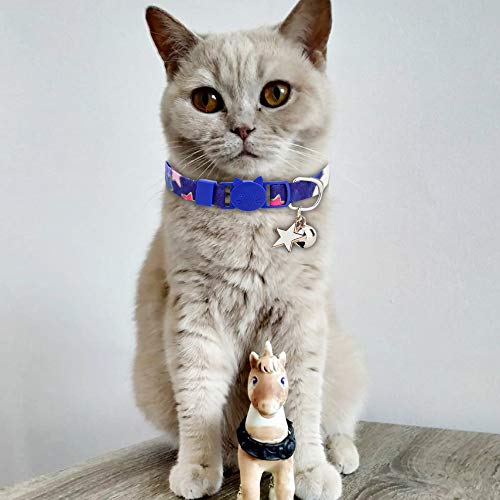 BoomBone Unicorn Cat Collars with Bell,2 Pack Puppy Collar Breakaway and Star Charm - Thumbnail 6